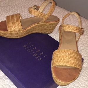 Stuart Weitzman cork wedges, never worn.